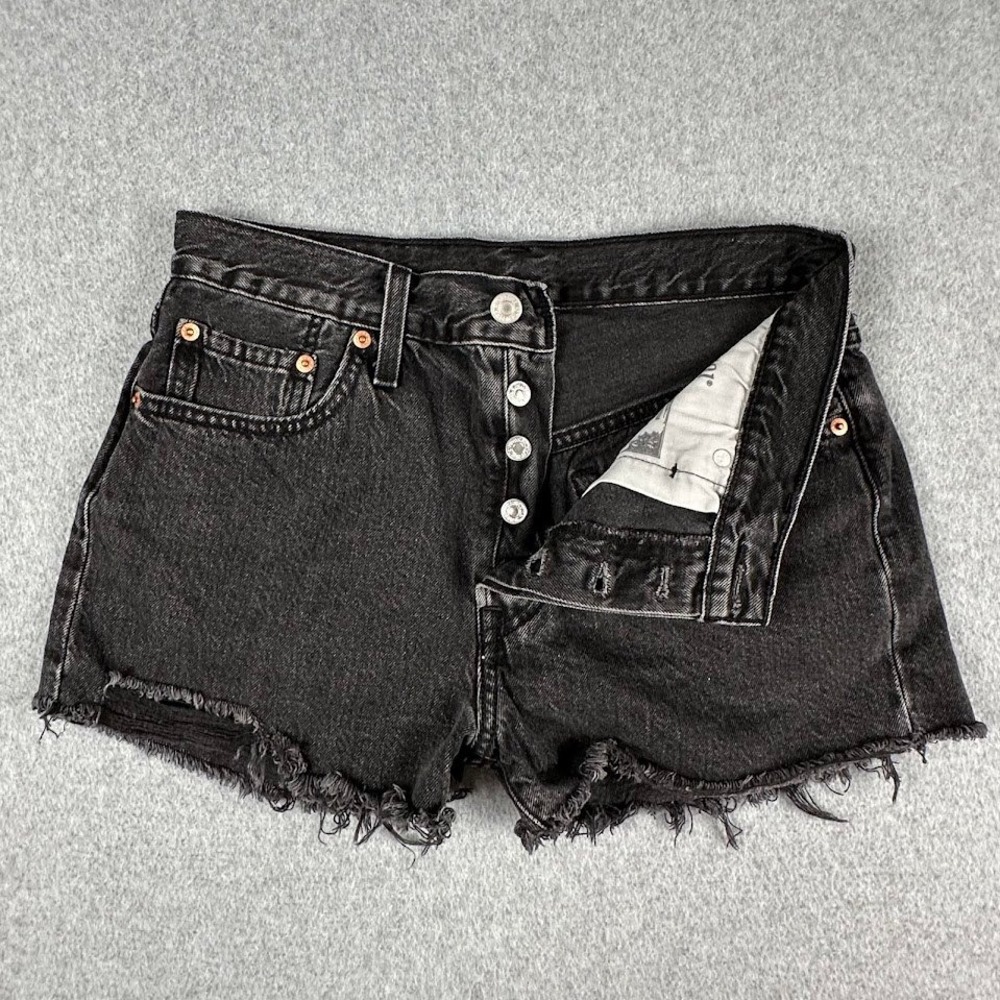 Levi's 501 XX Black Denim Cut Off Shorts High Rise Button Fly Women's 28 Rodeo